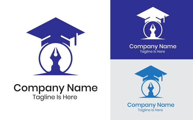 pen with graduation hat concept logo design