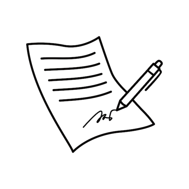 pen write a signature agreement icon vector illustration business deal design