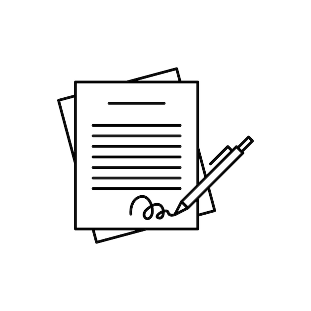 pen write a signature agreement icon vector illustration business deal design