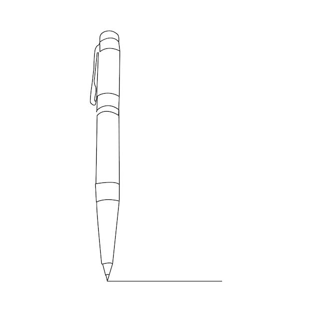 pen writing in continuous line drawing Pencil symbol of study and education concept in simple line