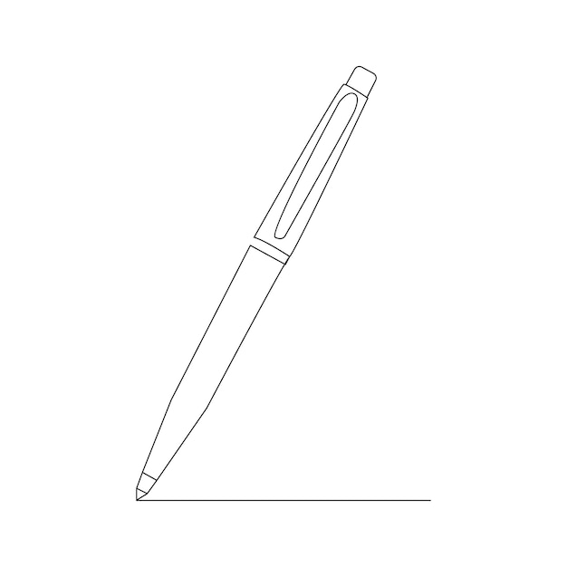 연속 선 그리기에 펜 쓰기 단순한 선으로 된 연구 및 교육 개념의 연필 상징