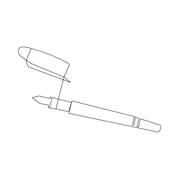 연속 선 그리기에 펜 쓰기 단순한 선으로 된 연구 및 교육 개념의 연필 상징