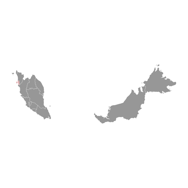 Penang state map administrative division of malaysia vector illustration