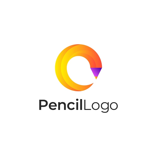 pencil 3d colorful gradient logo in rounded shape