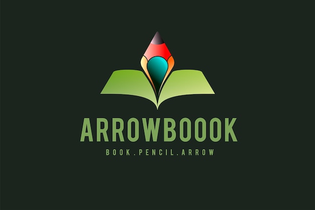 Matita e libro logo design vettore grafico logo design elemento illustrazione, utilizzabile per l'istruzione negozio di libri,. società