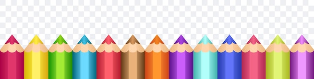 Pencil border Multicolored pencils on a transparent background Vector clipart