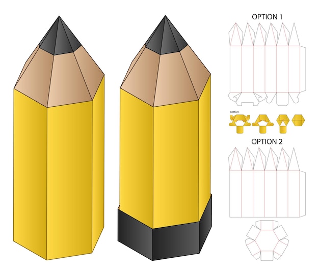 Pencil box packaging fustellato modello di progettazione