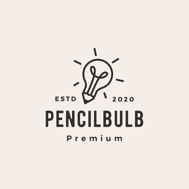 Pencil bulb hipster vintage logo  icon illustration