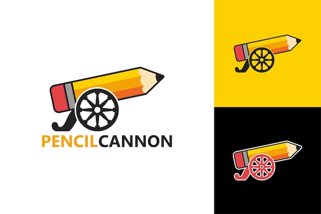 Matita cannone logo modello premium vector