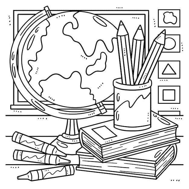 Pencil and Crayons Isolated Coloring Page for Kids