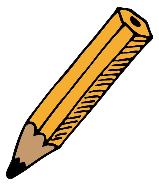 Pencil doodle icon yellow drawing tool symbol