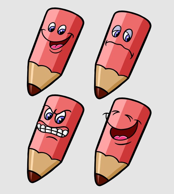 Pencil emoticon icon cartoon character expression