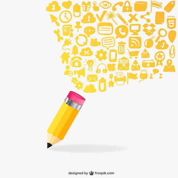 Vector pencil and flat icons