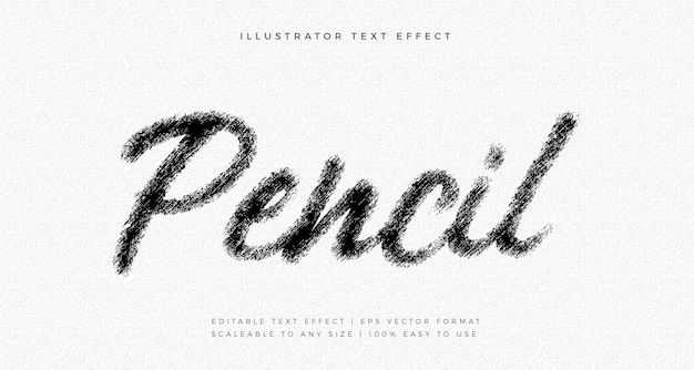 Vector pencil handwriting text style font effect