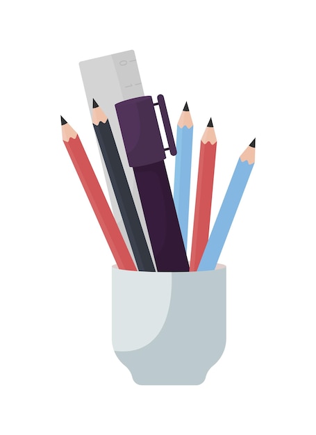 Pencil holder semi flat color vector object