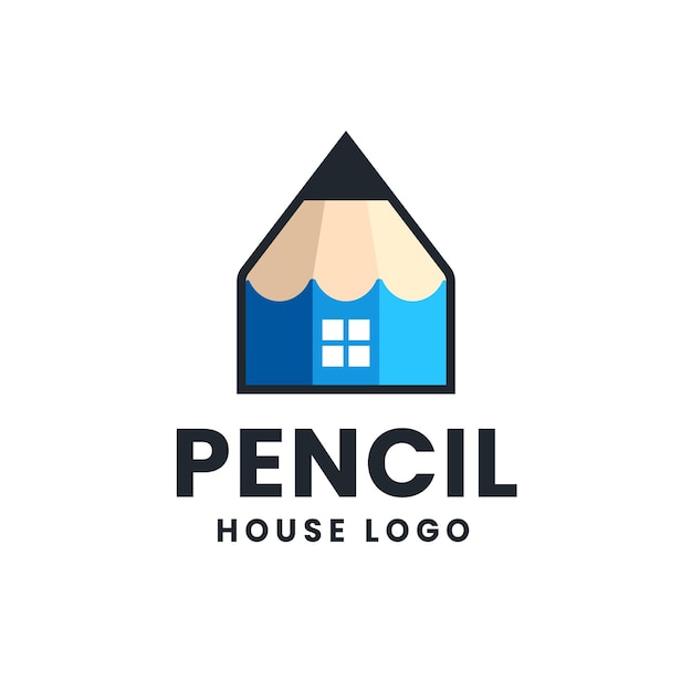 Pencil Home Window Logo Vector Icon Illustration