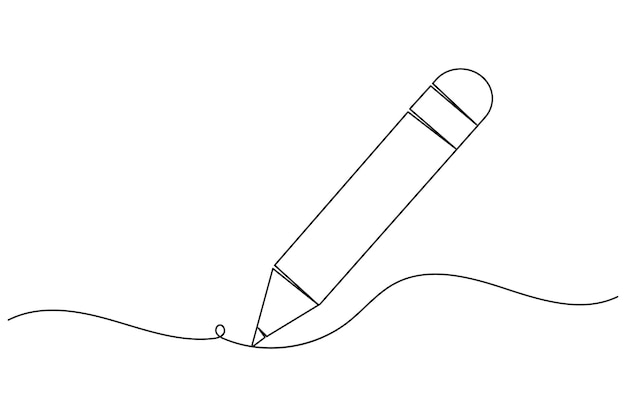 pencil icon continuous one line drawing isolate outline vector illustration