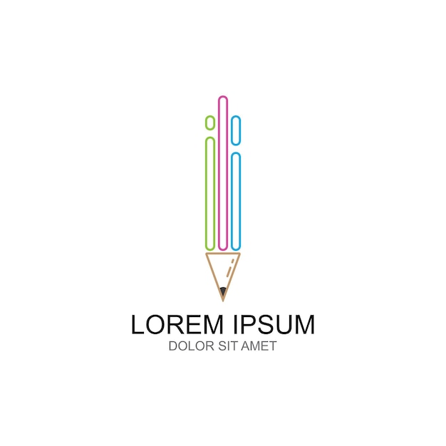 Modello vettoriale per la progettazione del logo dell'icona a forma di matita