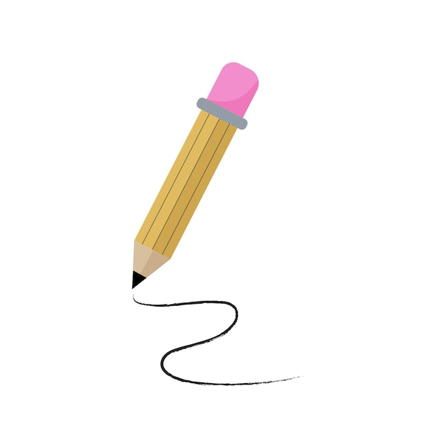 Pencil icon with scribble Vector isolated on white background School stationery for kids