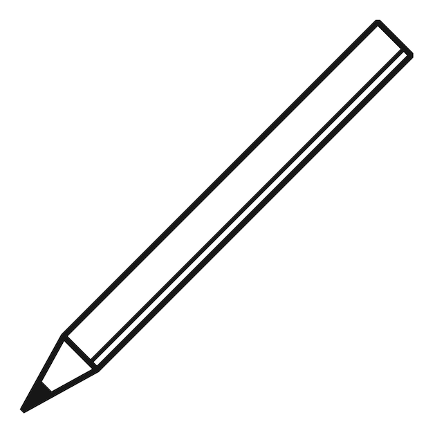 Pencil icon. writing tool in simple black outline style