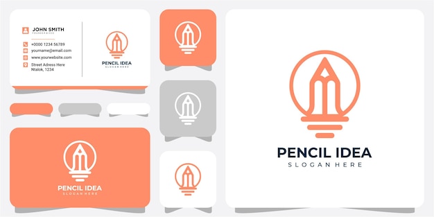 Pencil idea logo design inspirations. pencil logo design. bulb pencil logo design