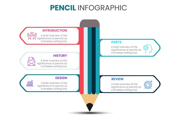 Vector pencil info graphic design template pencil infographic concept school brochure banner step