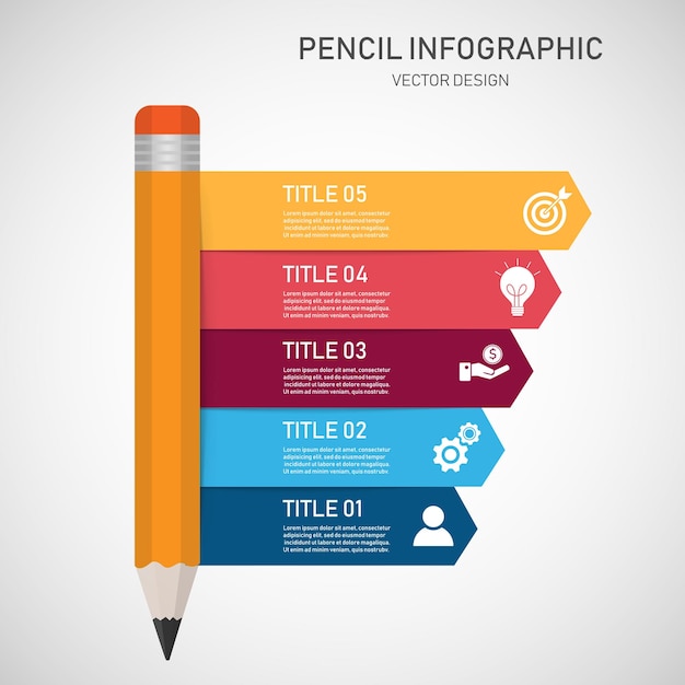 Pencil infographic on white background vector illustration