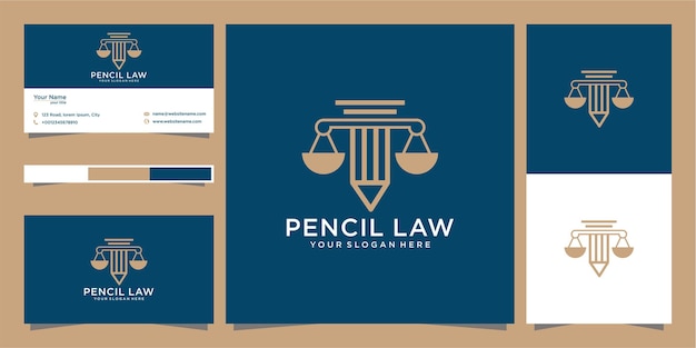 Карандаш закон дизайн логотипа и визитная карточка