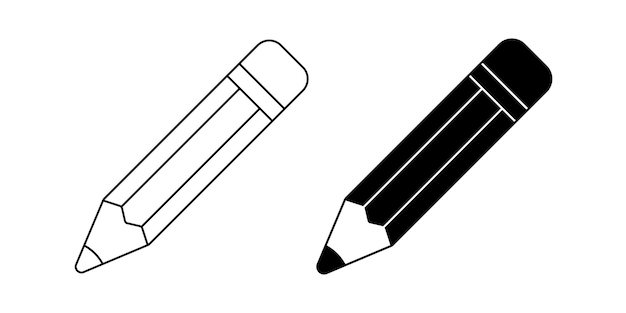 Vector pencil line art icon vector illustration