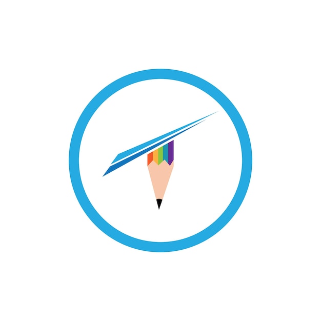 Дизайн иллюстрации логотипа карандаша и изображений символов