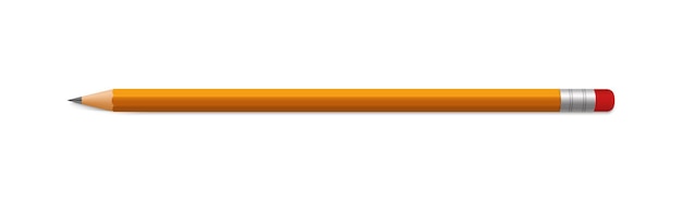 Pencil mock up lead orange pencil with eraser vector realistic mockup template