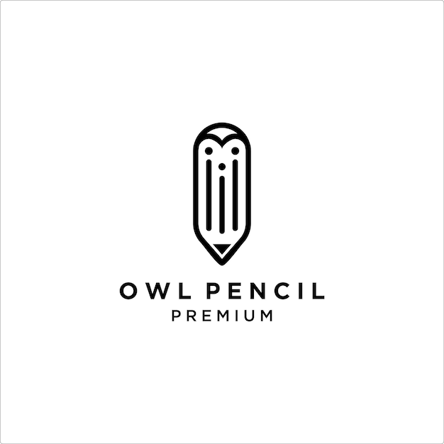 pencil owl logo design graphic vector illustration