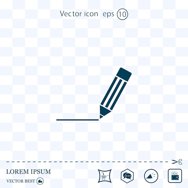 Pencil pen stationery Notes symbol vector illustration on a light background Eps 10