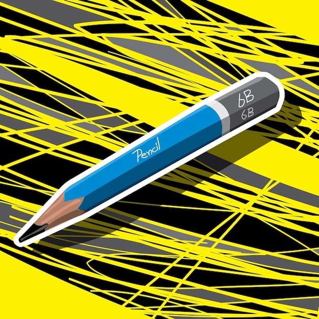 Vector pencil pop art black and yellow background