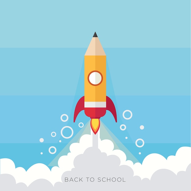 Vector pencil rocket back to school