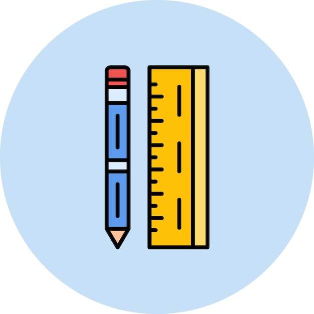 Pencil and Ruler Flat Illustration