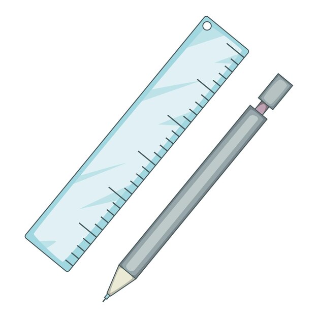 Vector pencil and ruler icon cartoon illustration of pencil and ruler vector icon for web