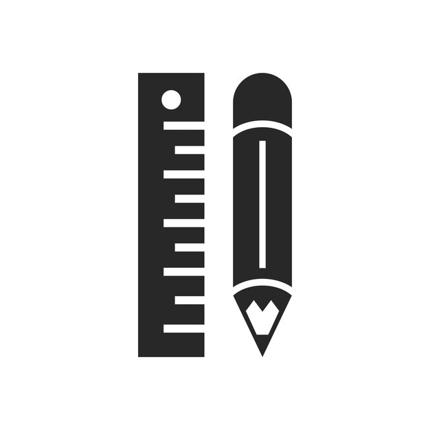 Pencil and ruler icon in trendy