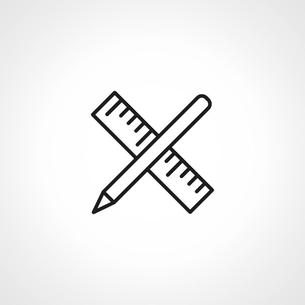 Vector pencil ruller line icon pencil with ruller linear icon