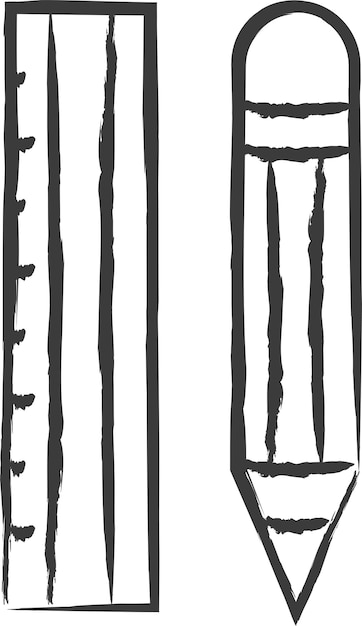 Illustrazione vettoriale disegnata a mano a matita e scala