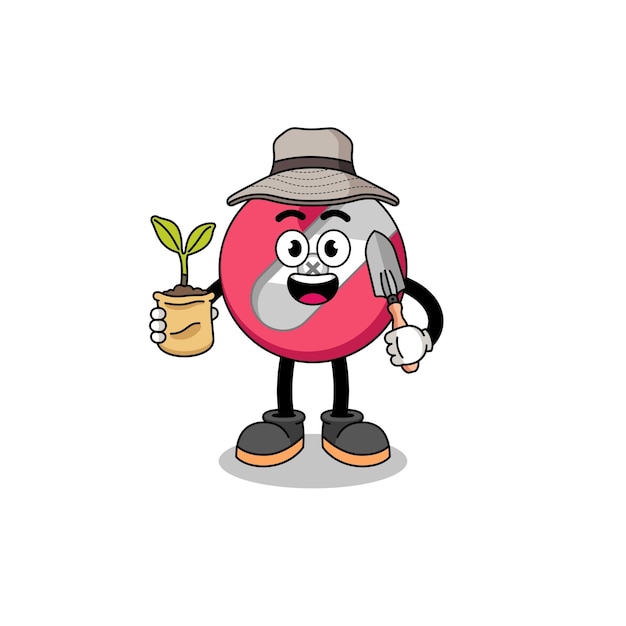 Pencil sharpener cartoon holding a plant seed