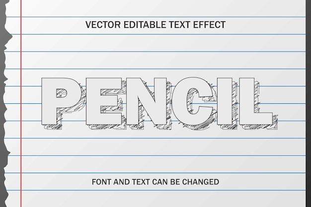 Vettore schizzo a matita disegno a mano stile testo modificabile effetto font tipografo modello di iscrizione carta da disegno