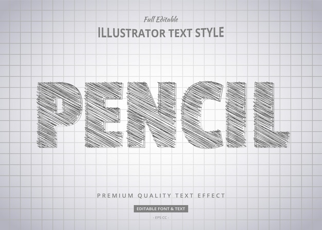 Vector pencil sketch text style effect