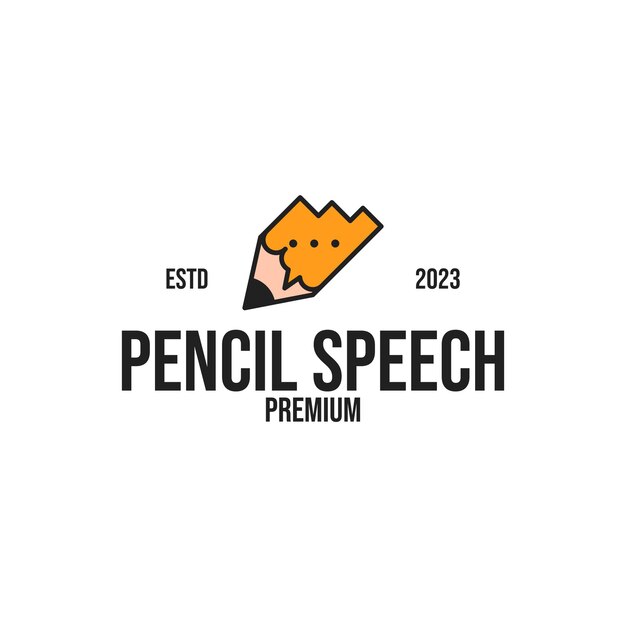 Pencil Speech Logo Design Concept Vector Illustration Symbol Icon