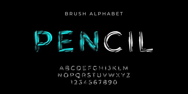 pencil text effect and alphabet font vector