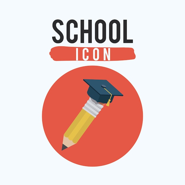 Pencil tool and graduation cap icon