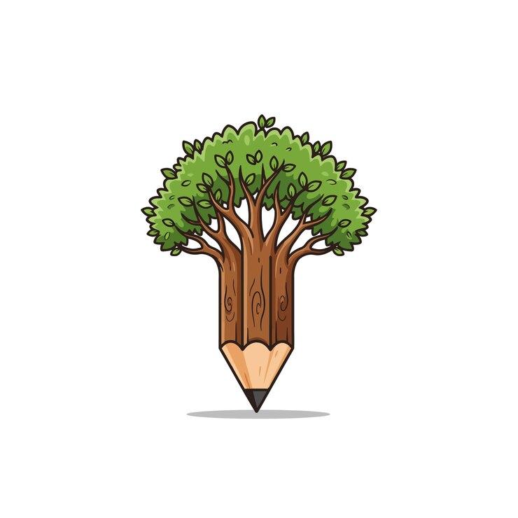 Vector pencil tree logo