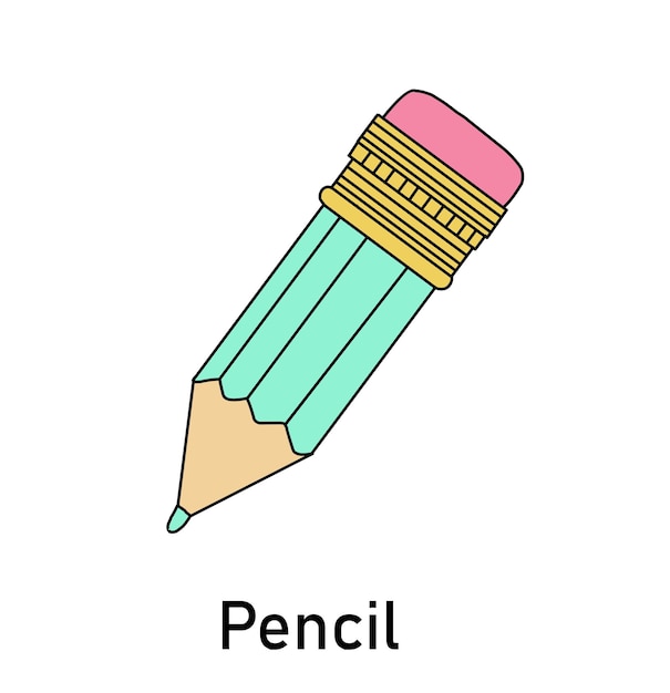 Векторная иллюстрация карандаша на белом фоне канцелярских принадлежностей