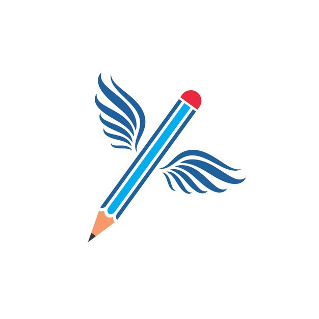 Icona di illustrazione vettoriale a matita e logo del design educativo