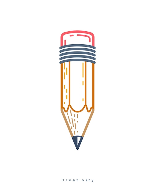 Vector pencil vector simple trendy logo or icon for designer or studio creative design education science knowledge and research linear style